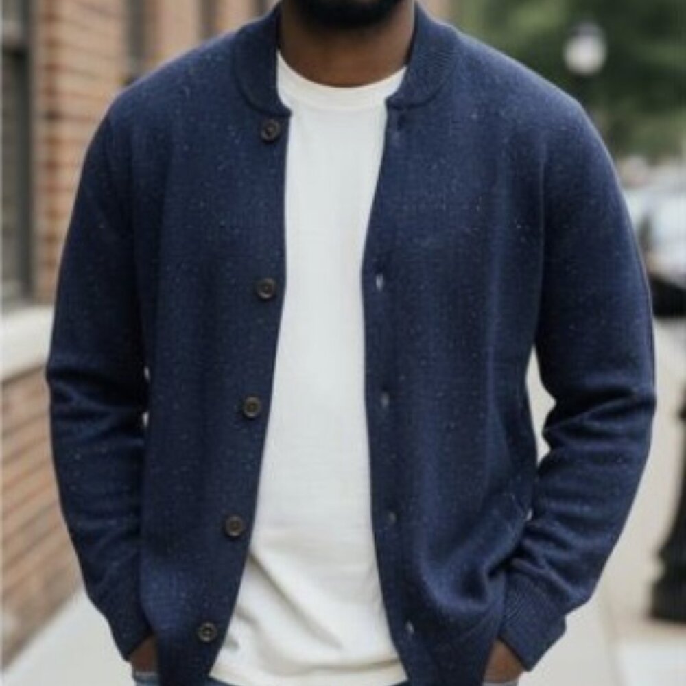 J. Crew DONEGAL Bomber Lambs Wool Blend Cardigan Sweater Men's M Retail $198